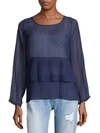 PLENTY BY TRACY REESE PLEATED SEE-THROUGH TOP,0400097286865