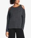 TOMMY HILFIGER SPORT COLD-SHOULDER WAFFLE-KNIT TOP, CREATED FOR MACY'S
