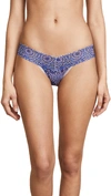 Hanky Panky Low-rise Printed Lace Thong In Blue Multi