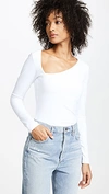 Susana Monaco Diagonal Neckline Long Sleeve Top In Sugar