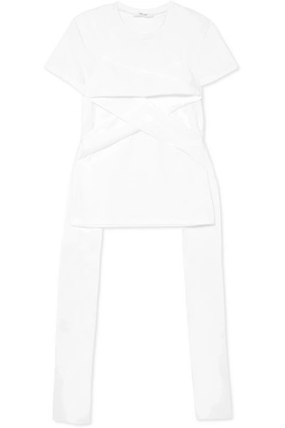 Adeam Twist-front Cotton-jersey T-shirt In White