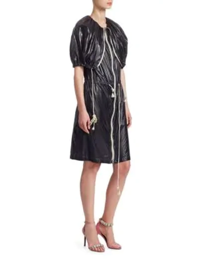 Calvin Klein Fold-over Zip-front Nylon Dress In Black