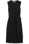 GIVENCHY CUTOUT CREPE-PANELED STRETCH-CADY MIDI DRESS