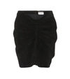 SAINT LAURENT GATHERED SUEDE MINISKIRT,P00300452