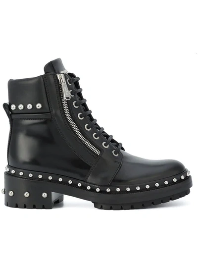 Balmain Ranger Embellished Leather Ankle Boots In Black