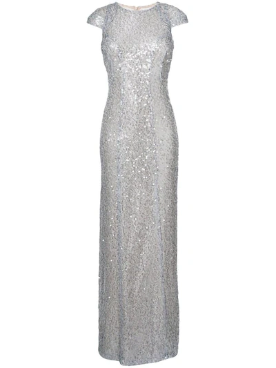 Galvan Estrella Sequinned Cap Sleeve Dress In Grey