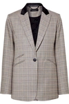 RAG & BONE RIDLEY VELVET-TRIMMED CHECKED WOOL AND COTTON-BLEND BLAZER