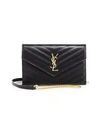 Saint Laurent Small Monogram Matelassé Leather Wallet-on-chain In Black