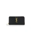 Saint Laurent Monogram Matelassé Leather Zip-around Wallet In Black