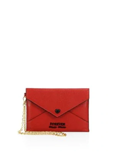 Miu Miu Leather Forever Envelope Chain Pouch In Fuoco