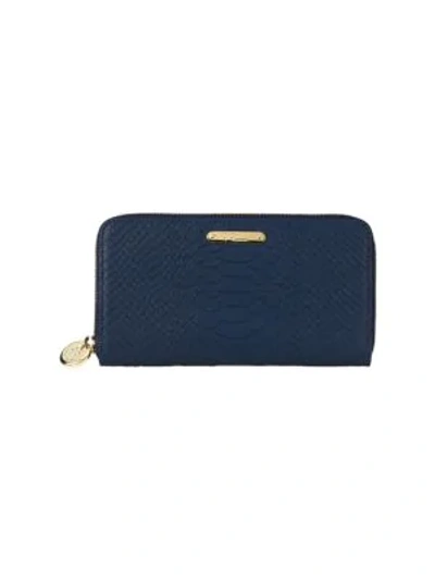 Gigi New York Large Python-embossed Leather Zip-around Wallet In Blue