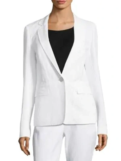 Lafayette 148 Vangie Lavish Linen Jacket With Embroidery Detail In White