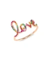 SYDNEY EVAN WOMEN'S LARGE LOVE RAINBOW SAPPHIRE RING,400095543943