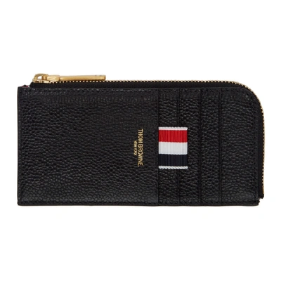 Thom Browne Leather Card Case Wallet In Black