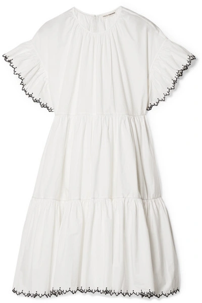 Ulla Johnson Rosemarie Embroidered Cotton-poplin Dress In Blanc