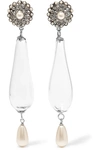 ETRO SILVER-PLATED, GLASS, FAUX PEARL AND CRYSTAL EARRINGS