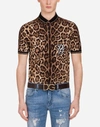 DOLCE & GABBANA POLO IN PRINTED COTTON PIQUÉ WITH PATCH,G8HU6ZG7MQFHK13M