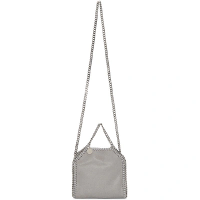 Stella Mccartney Falabella Tiny Metallic Faux Suede Tote In Grey