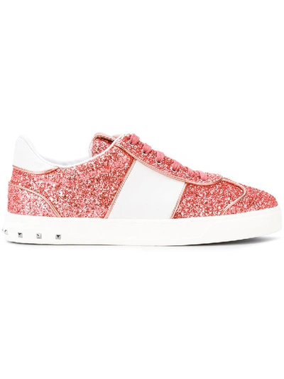 Valentino Garavani Flycrew Glitter Sneakers In Pink