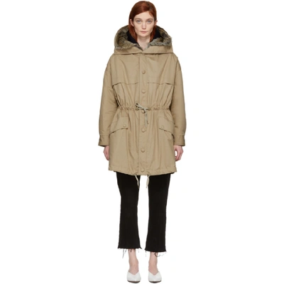 Stella Mccartney Gail Cotton-twill And Faux-fur Parka Coat In Moss