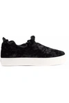 OPENING CEREMONY WOMAN RUFFLE-TRIMMED CRUSHED-VELVET PLATFORM SLIP-ON trainers BLACK,GB 7789028784039988