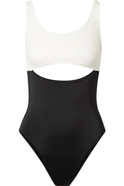 Solid & Striped Natasha Peek-a-boo Colorblocked One-piece Swimsuit In Black