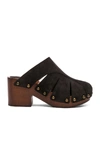 CHLOÉ CHLOE SUEDE QUINTY CLOGS IN BLACK,CHC18S15018