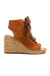 CHLOÉ CHLOE SUEDE HARPER LACE UP ESPADRILLES IN BROWN,CHC18S17101