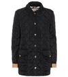 Burberry Check Detail Diamond Quilted Jacket In Black