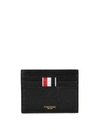 THOM BROWNE PEBBLED LEATHER CARD HOLDER,10503832