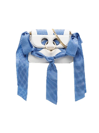 Jw Anderson Mini Pierce W/ Ribbons Shoulder Bag In White/blue