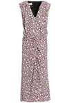 MARNI WOMAN PRINTED RUCHED CREPE MIDI DRESS BABY PINK,US 7789028784467910