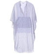 BRUNELLO CUCINELLI 条纹棉丝混纺长罩衫裙,P00306041