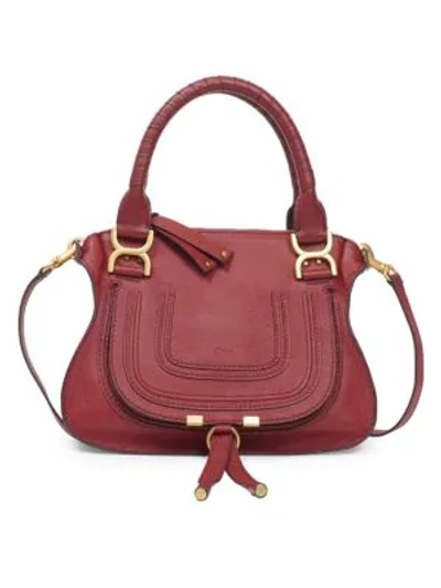 Chloé Double Handle Marcie Leather Bag In Dahlia Red