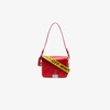 Off-white Binder Clip Velvet Shoulder Bag In Red