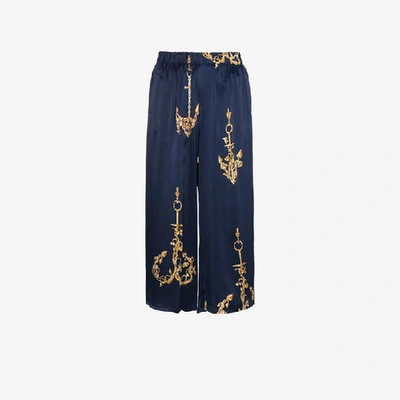 Natasha Zinko Silk Nautical Track Pants In Blue