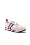 THOM BROWNE THOM BROWNE SUEDE RUNNING SHOES IN WHITE