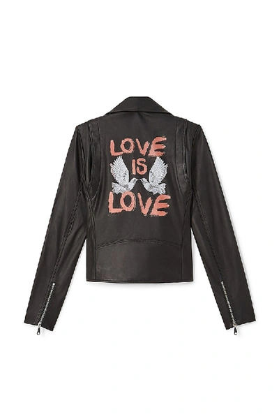 Rebecca Minkoff Wes Moto Love Doves Jacket In Black Multi