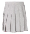 THOM BROWNE Grey Asymmetric Pleated Striped Skirt,1801125715388516553