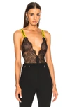 OFF-WHITE OFF-WHITE LACE BODYSUIT IN BLACK