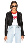 OFF-WHITE OFF-WHITE WOMAN CROPPED BIKER JACKET IN BLACK