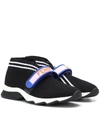 FENDI Leather-trimmed mesh sneakers,P00295145