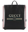 GUCCI PRINTED LEATHER DRAWSTRING BACKPACK,P00300828