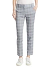 THEORY Checkered Straight-Leg Wool Trousers