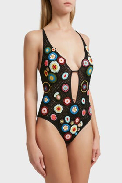 Missoni Chrochet One-piece Swimsuit In Black