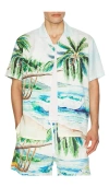 Duvin Design Postcard Button Up Shirt In Multi