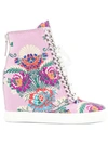 CASADEI floral embroidered wedge sneakers,2X938H0801Y36912554553