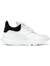 ALEXANDER MCQUEEN WHITE AND BLACK RUNNER LEATHER SNEAKERS,508291WHGP712508516