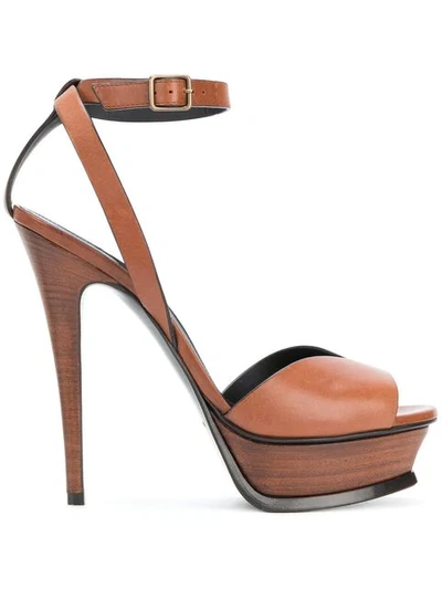 Saint Laurent Tribute Sandals In Brown