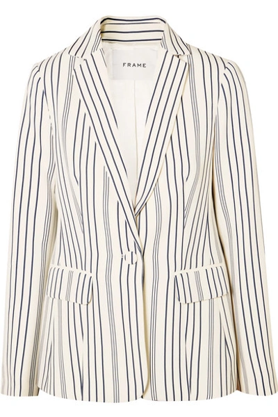 Frame Striped Button-front Blazer In Navy Multi Stripe